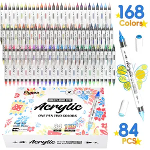 24/48/72/96/120/168 Colors Acrylic Paint Pens,Dual Tip Brush Markers, Dual Tone Brush Tip Acrylic Markers,Double Tipped Acrylic Paint Pens for Fabric, Canvas,DIY, Canvas Art Supplies