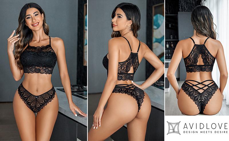 Avidlove Cheeky Panties for Women Lace Criss Cross Bikini Underwear 1-4 Pack