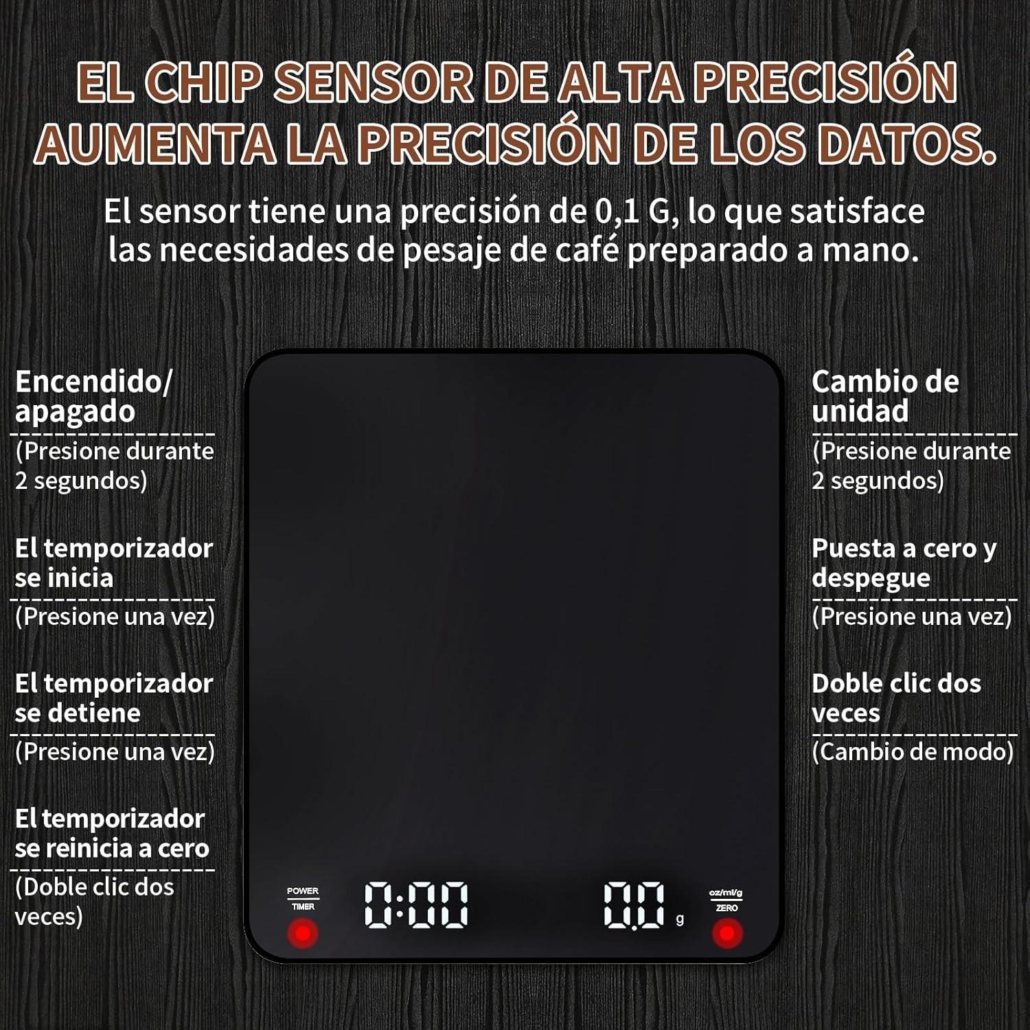 Digital Kitchen Scale, Rechargeable Coffee Scale, High Precision Food Scale, Timer Included, Measures Grams, Ounces, Milliliters, Christmas Gift