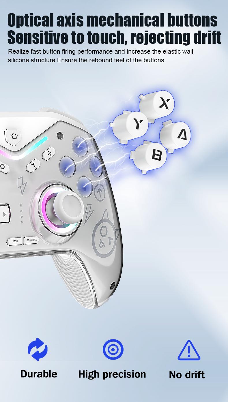 CM619 Game controller supports IOS/Android/PC/Switch dual motor wireless controller with dazzling light Console Smartphone Console Smartphone Black gamers gift