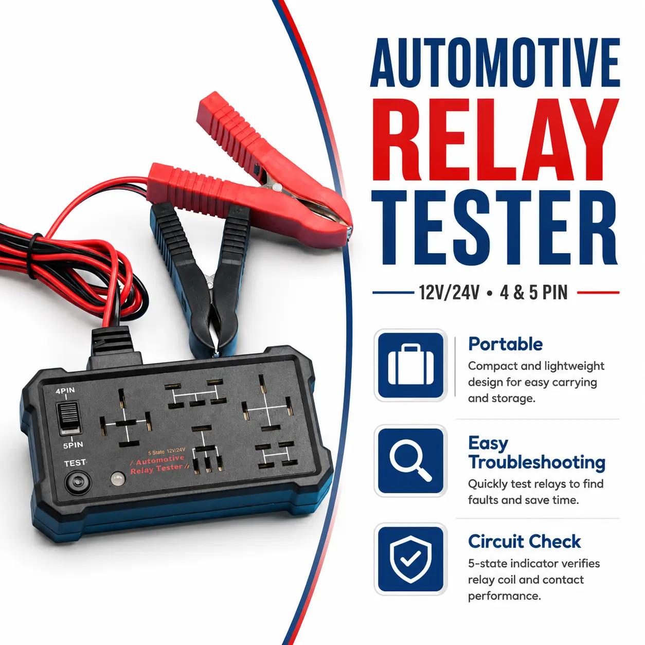 Relay Tester Checks 7 different 12/24 Volt relays Car Automotive Circuit Tester Portable Battery Diagnostic Checker Tool Professional Car Relay Tester for Easy Troubleshooting and Accurate Readings ,Electronic Repair Tool,summerwins tiktokshopbacktoschool