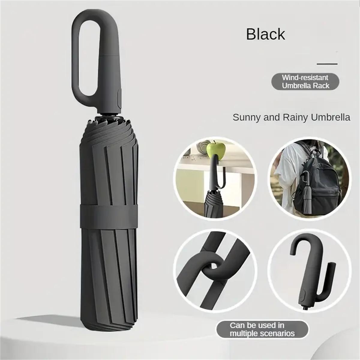 Automatic Folding Umbrella 1 Count 60pcs Portable Rain Umbrella with Loop Buckle Windproof Waterproof for Men Women