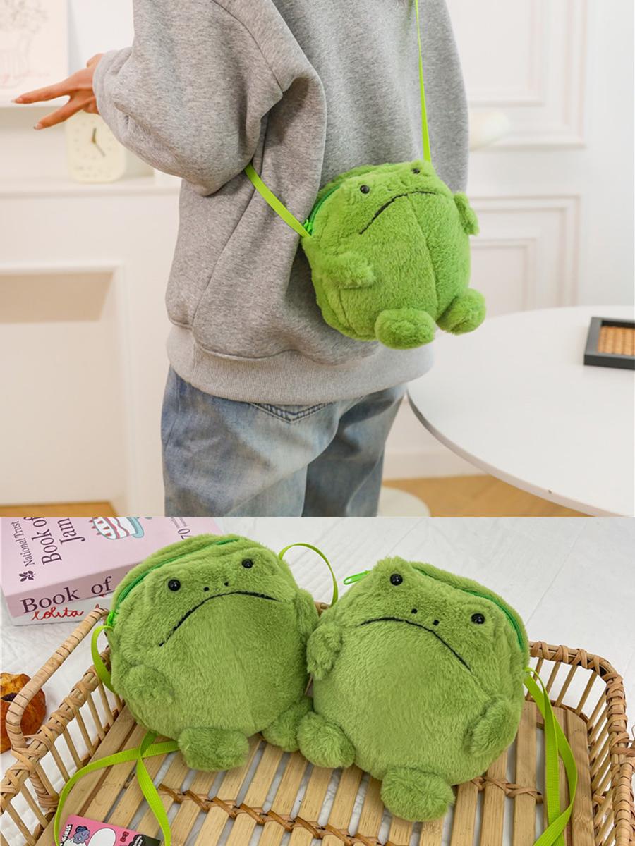 Kawaii Frog Crossbody Bags Cute Animal Plush Purse Small Novelty Shoulder Bag