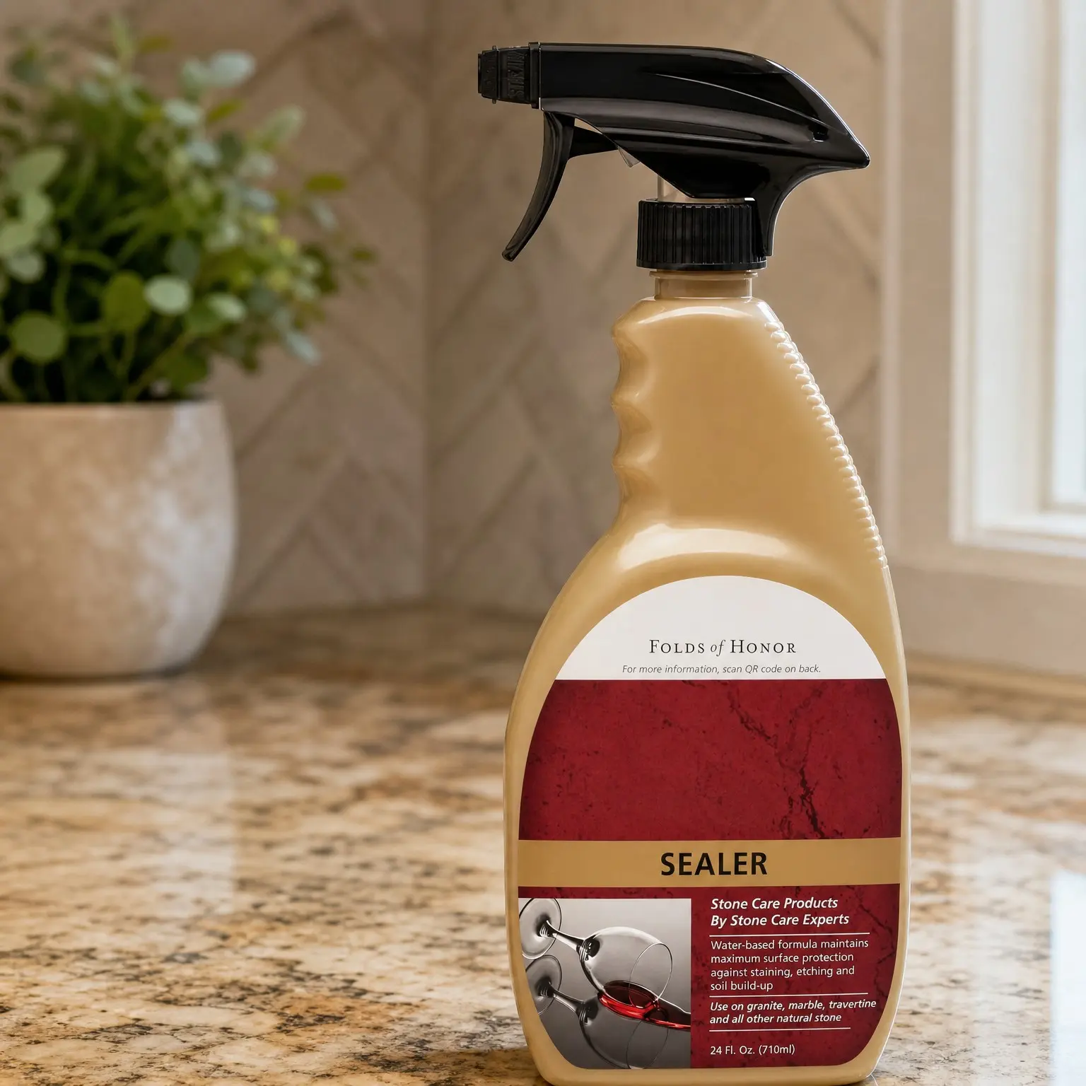 Water-Based Sealer Spray for Granite, Marble, Travertine & Natural Stone Countertops, 24 fl oz, 1-PackGift