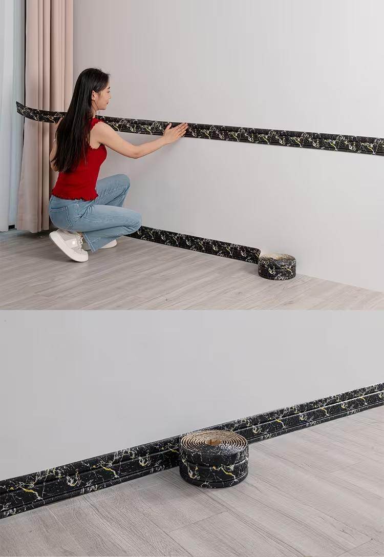 362.2 Inch (90.55 Inch X 4 Rolls) 3D Self-Adhesive Waterproof Wall Stickers - Foldable, Multiple Colors Availabel and Stick, Foam Decorative Strips, Wallpaper Borders, Foam Baseboards, Wall Stickers, Suitable for Home Decoration