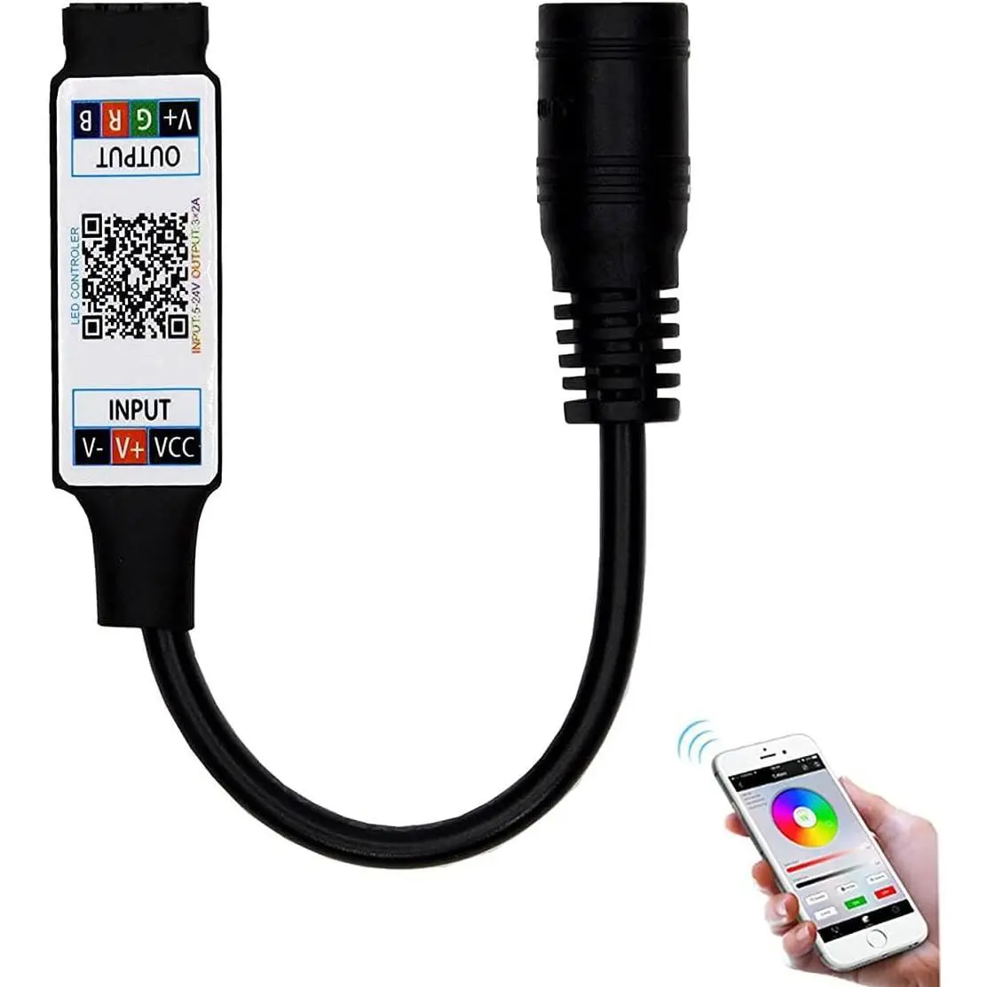 Mini RGB  Controller DC 5V 12V 24V  BT  APP Controller Light Strip Control for RGB LED Strip (Mini DC  Black)