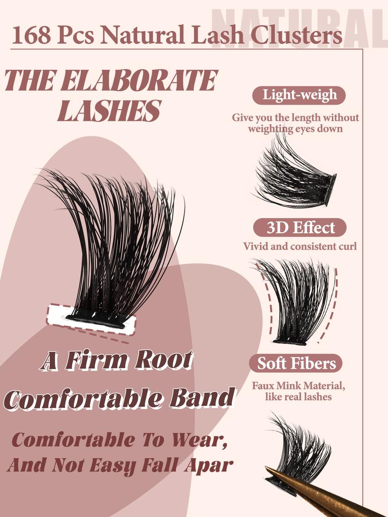 HOHADBR  Lashes  Kit  Lash Extension Kit D Curl Eyelash Extensions with Waterproof Lash Bond and Seal Waterproof Tweezers,Volume Lash  Thick 10-18MM Cluster Lashes Makeup Cosmetic Cosmetic Cosmetic