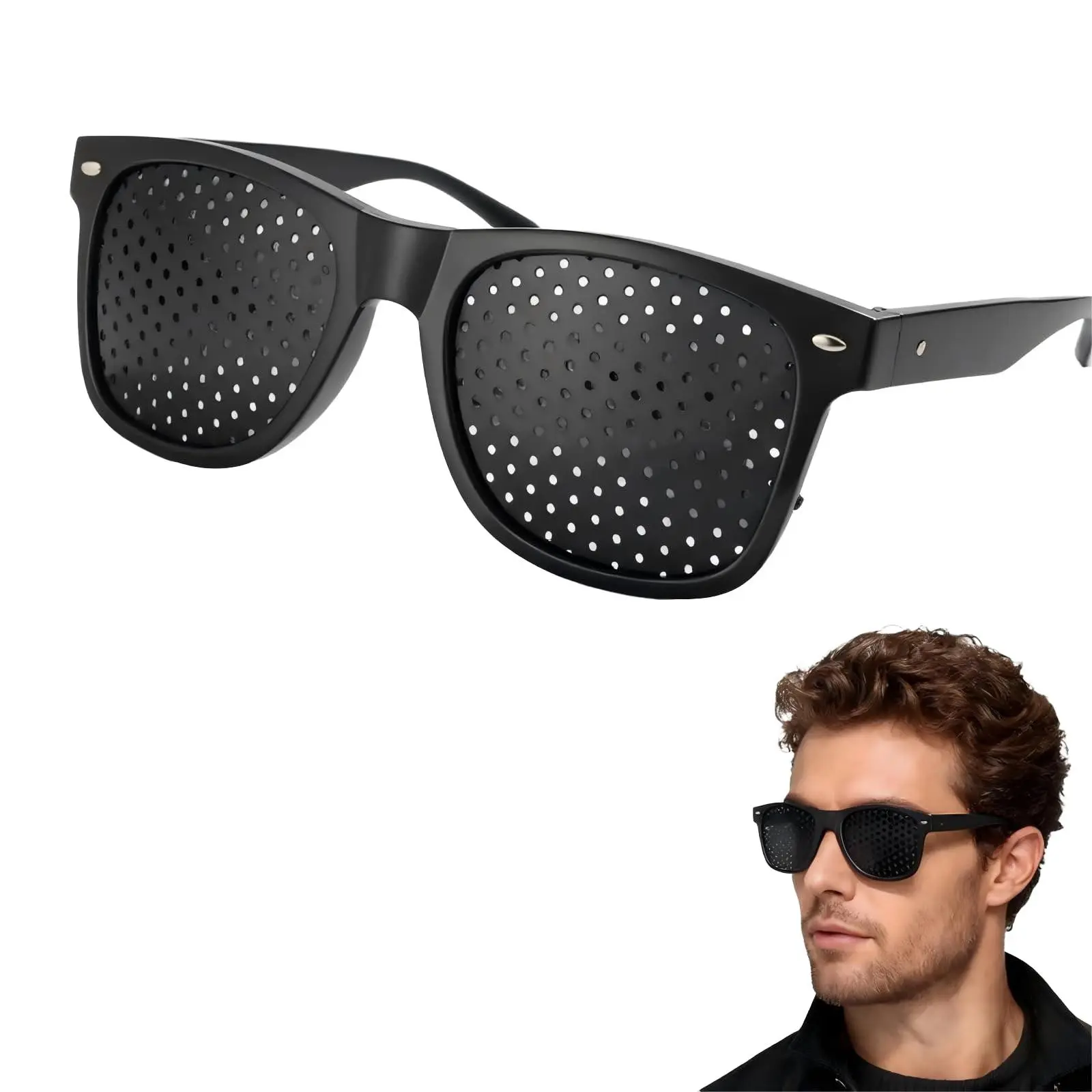 Vision Correction Fine Hole Glasses, Anti-Fatigue Pinhole Eyeglasses, Durable PC Lenses, Lightweight, Daily Use, Computer Work, Reading, Travel