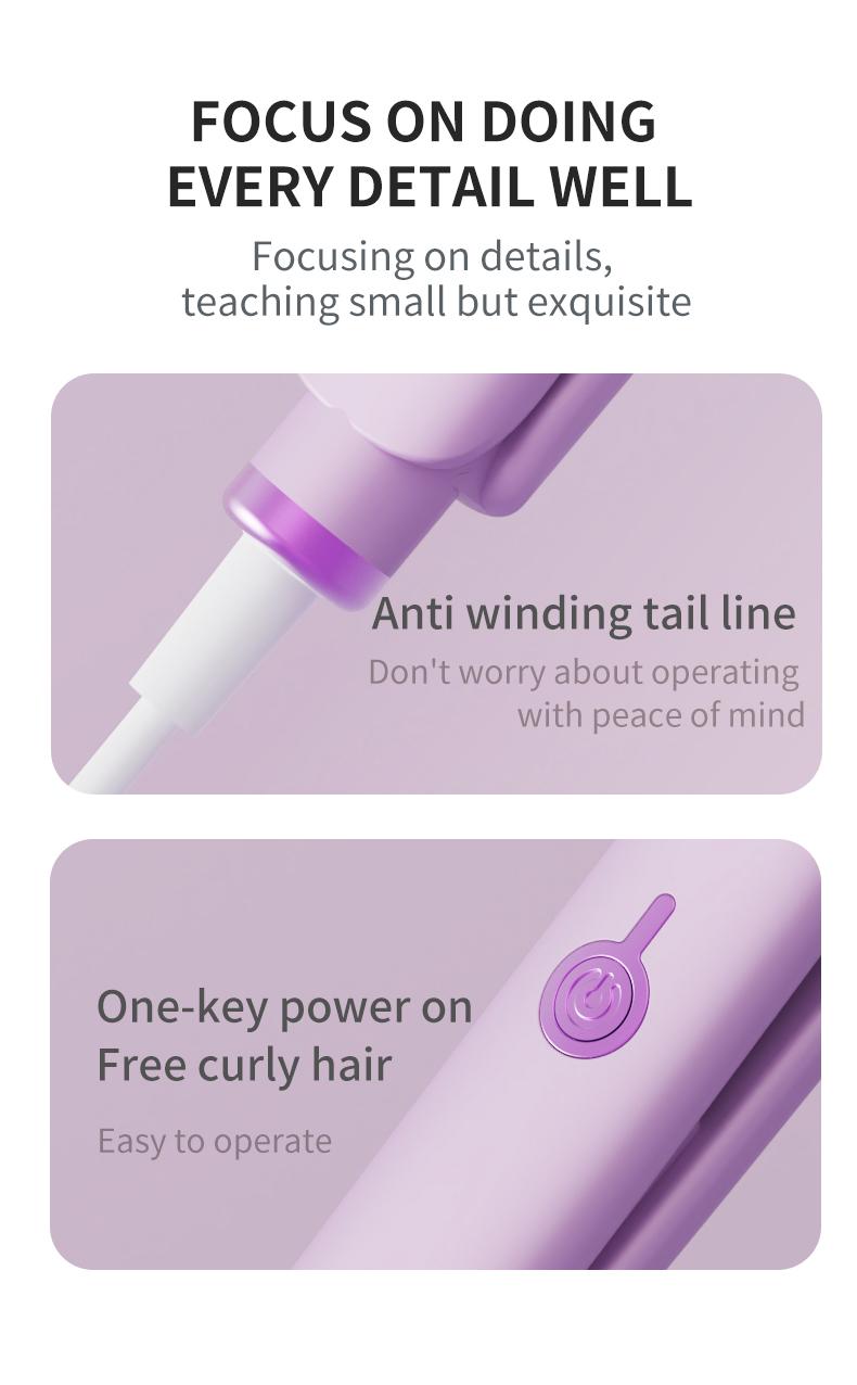 Glory Curler 32MM French Wave Curling Iron with 30W Power 2 Barrels Adjustable Temperature Fast Heating 30 Seconds Auto-Off Safety Lock for All Hair Types French Pink Silicone Thermal Brush and Curler Wand