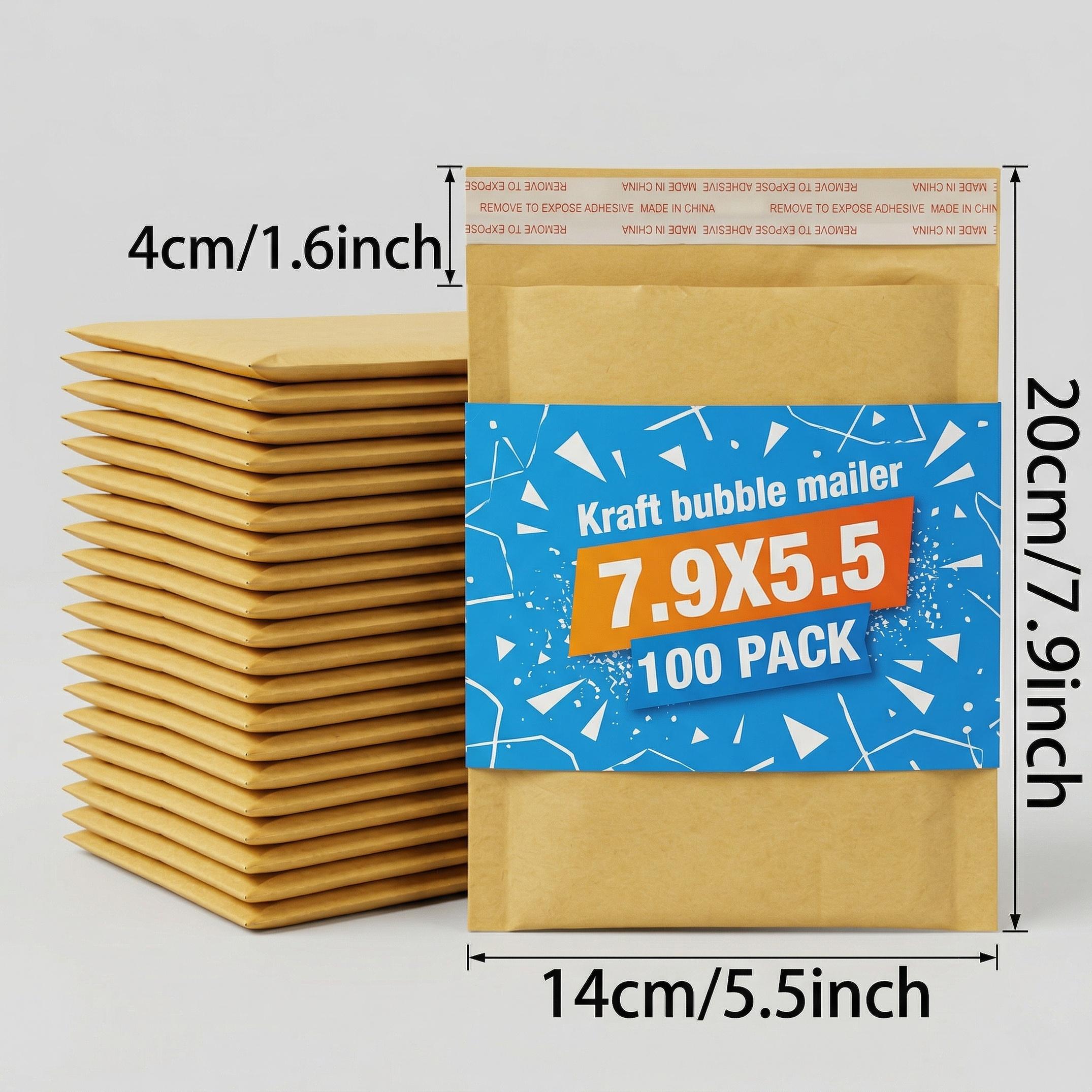 50/100 Pcs 5.5x7.9 Inch Bubble Mailers - Heavy Duty Padded Mailing Envelopes with Self-Sealing Strip, Waterproof Poly Bags for Small Business Shipping & Daily Packaging