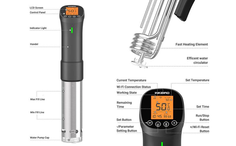 Inkbird Low Temperature Cooking Machine, WIFI Immersion cycler, Suitable for Low Temperature Cooking of Meat and Vegetables, Ultra Silent and Fast Heating, Comes with APP Recipe Timer Alarm Clock, kitchen utensils-TikTokShopBlackFriday