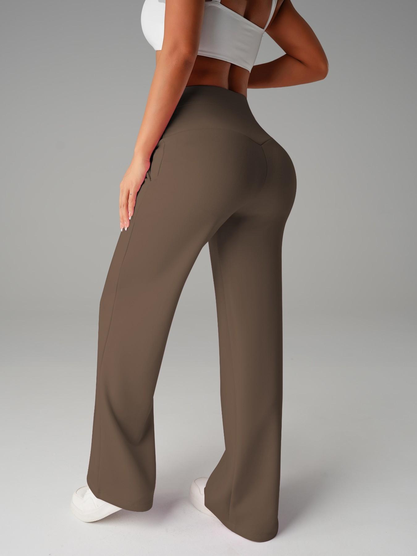 New Women's Yoga Wide Leg Pants, High Waist Stretchy Flowing Breathable Loose Fit Sport Long Pants, All Seasons Versatile