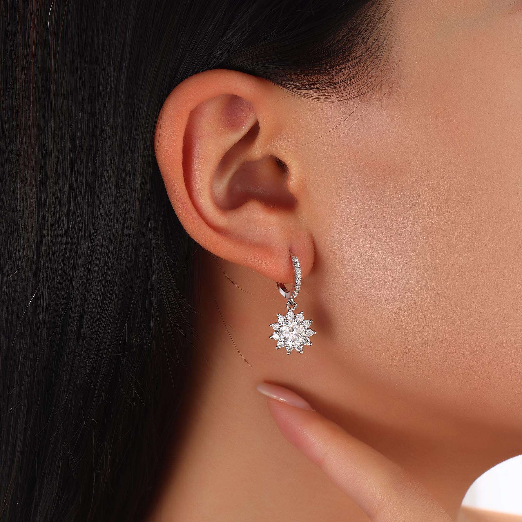 STUNNA LADY Fresh Cut Drop Earrings Moissanite Earrings for women,1ct 2ct Moissanite Diamond Dangle Drop Earrings for Women Birthday Mothers Day Gifts with Certificate of Authenticity