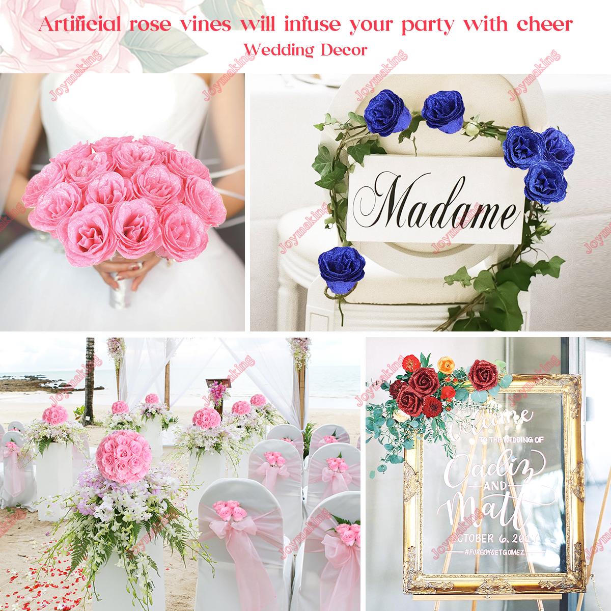 24/36 Pcs Gifts for Mom Glitter Roses Bouquet Set DIY Fake Flowers Bouquet with 3D Butterflies Crowns Alphabet Stickers & Ribbons for Girlfriend Wife Mom Friend Women Gift Perfect for Valentine's Day Birthday Engagement Wedding Anniversaries Graduation Ou