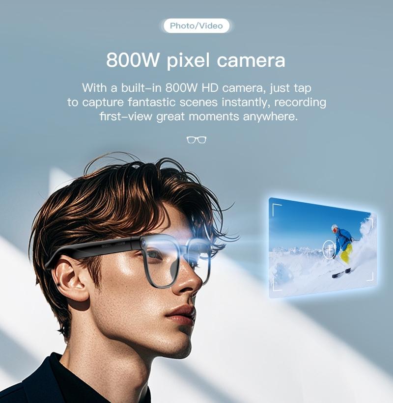 Lifebee with HD Camera, Support Photography & Video Recording, Answer Calls, Play Music, 290mah Battery, Long-Lasting, Wearable Smart Glasses