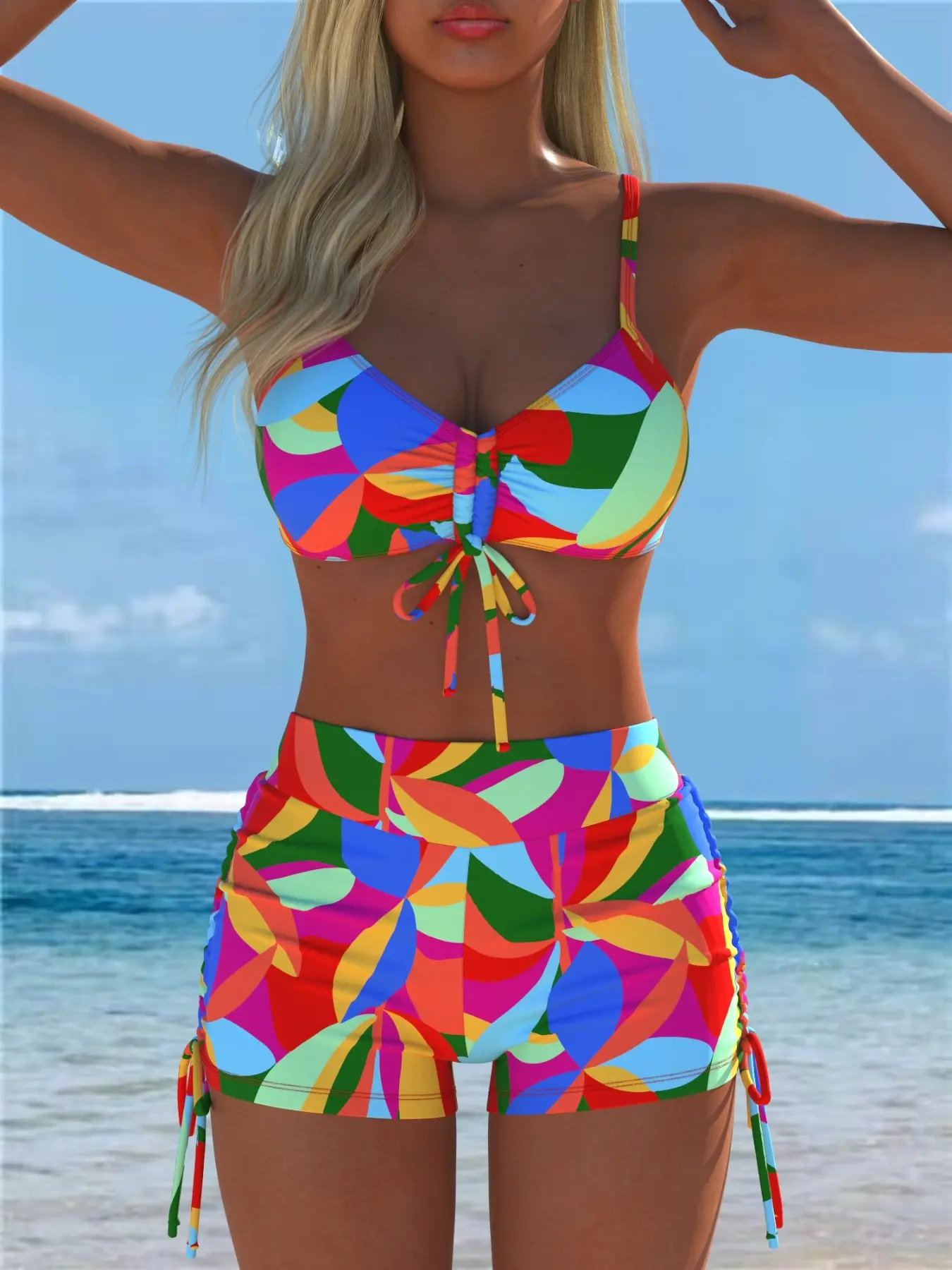 New 2026 Women's Sexy Floral Swimsuit, Push-Up Bikini Set, Thin Straps, Side Tie Pants, Perfect for Beach, Pool, Parties