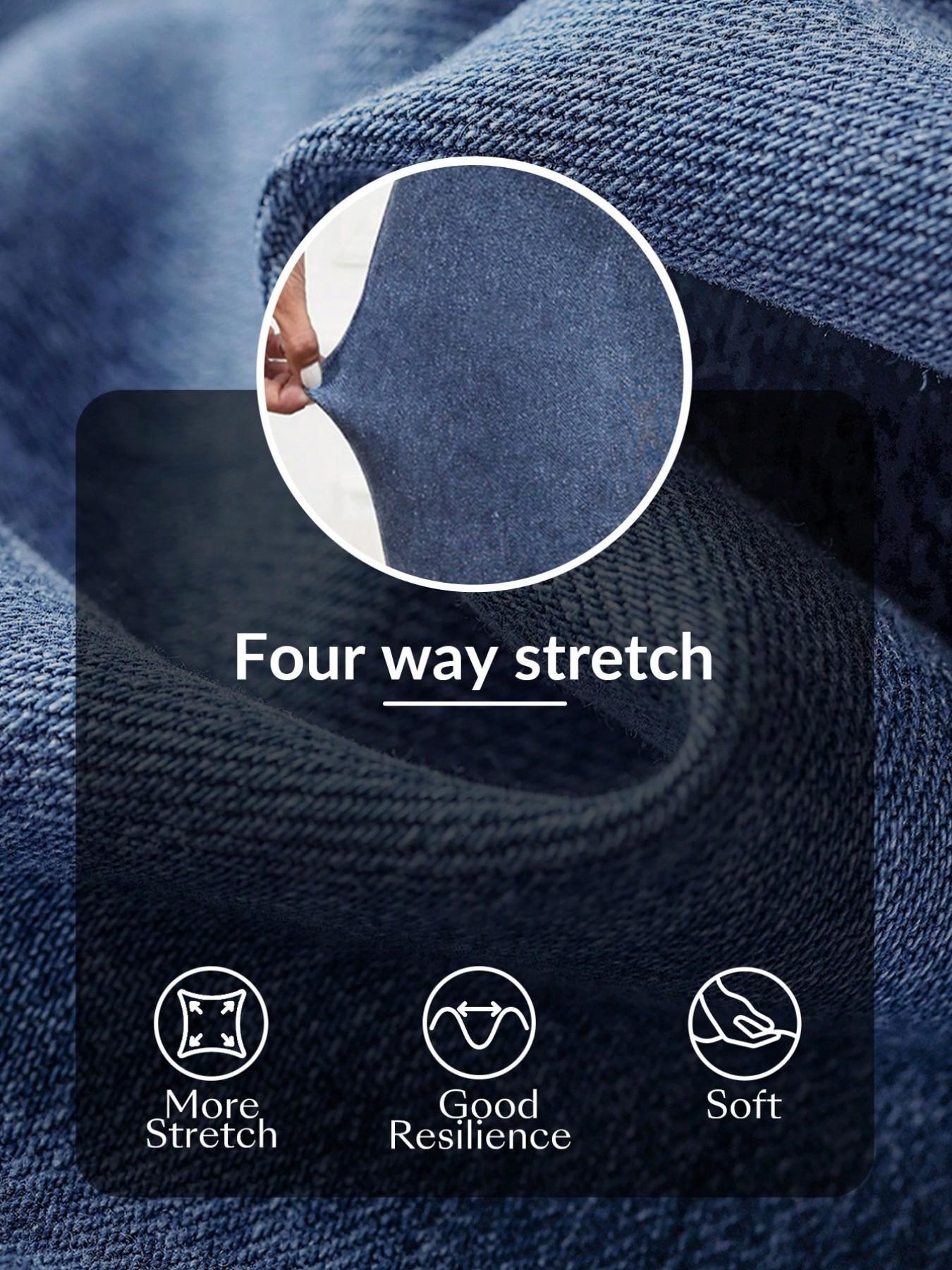 Women's High-Waisted Elastic Slim Fit Denim Jeans, Tummy Control Butt Lifting, Casual Flare Leg Pants with Pockets, All Seasons Wear