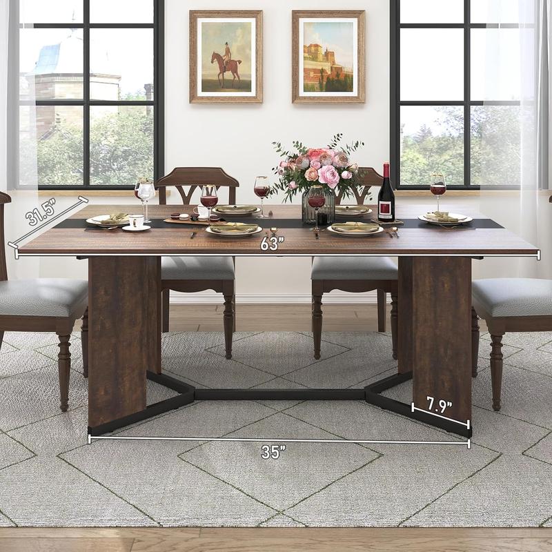 94In/78In/71In Large Rectangular Brown Dining Table for 4 5 6 7 8 People w/35 Marble-Color Wood Watrproof Tabletop,Adjustable Leg.6ft Luxurious Family Dinner Table for Office Kitchen Living Room (not included Chair) 94In/78In/71In Large Rectangular Brown Dining Table for 4 5 6 7 8 People w/35 Marble-Color Wood Watrproof Tabletop,Adjustable Leg.6ft Luxurious Family Dinner Table for Office Kitchen Living Room (not included Chair)