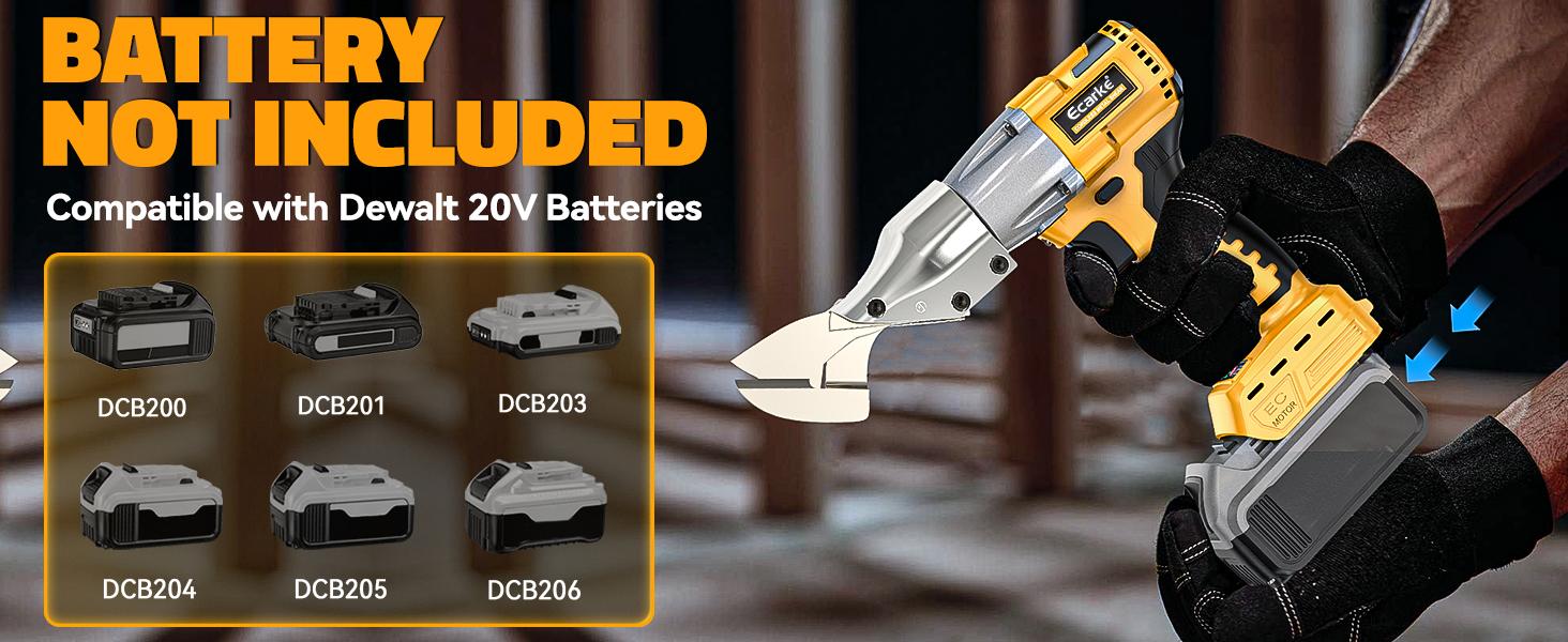Sheet Metal Cutter Compatible with Dewalt 20v, Battery Not Included, Sheet Metal Nibbler - 221 Ft-Lbs Torque Metal Shears - Cuts 18GA Material for Steel, Leather & Carpet - with 360 Degree Pivoting Head