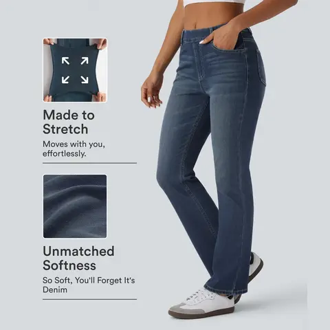 Halara Flex™ High Waisted Pockets Washed Casual Bootcut Jeans