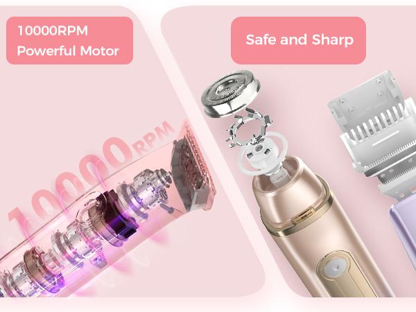 PVBKZ Bikini Trimmer for Women, Electric Shaver and Razor Rechargeable 2-in-1 Body and Facial Epilator, Dual Heads for Painless Trimming of Pubic Hair, Face, Underarms and Legs, IPX6 Waterproof. Christmas Gift New Year Gift Shaving Grooming