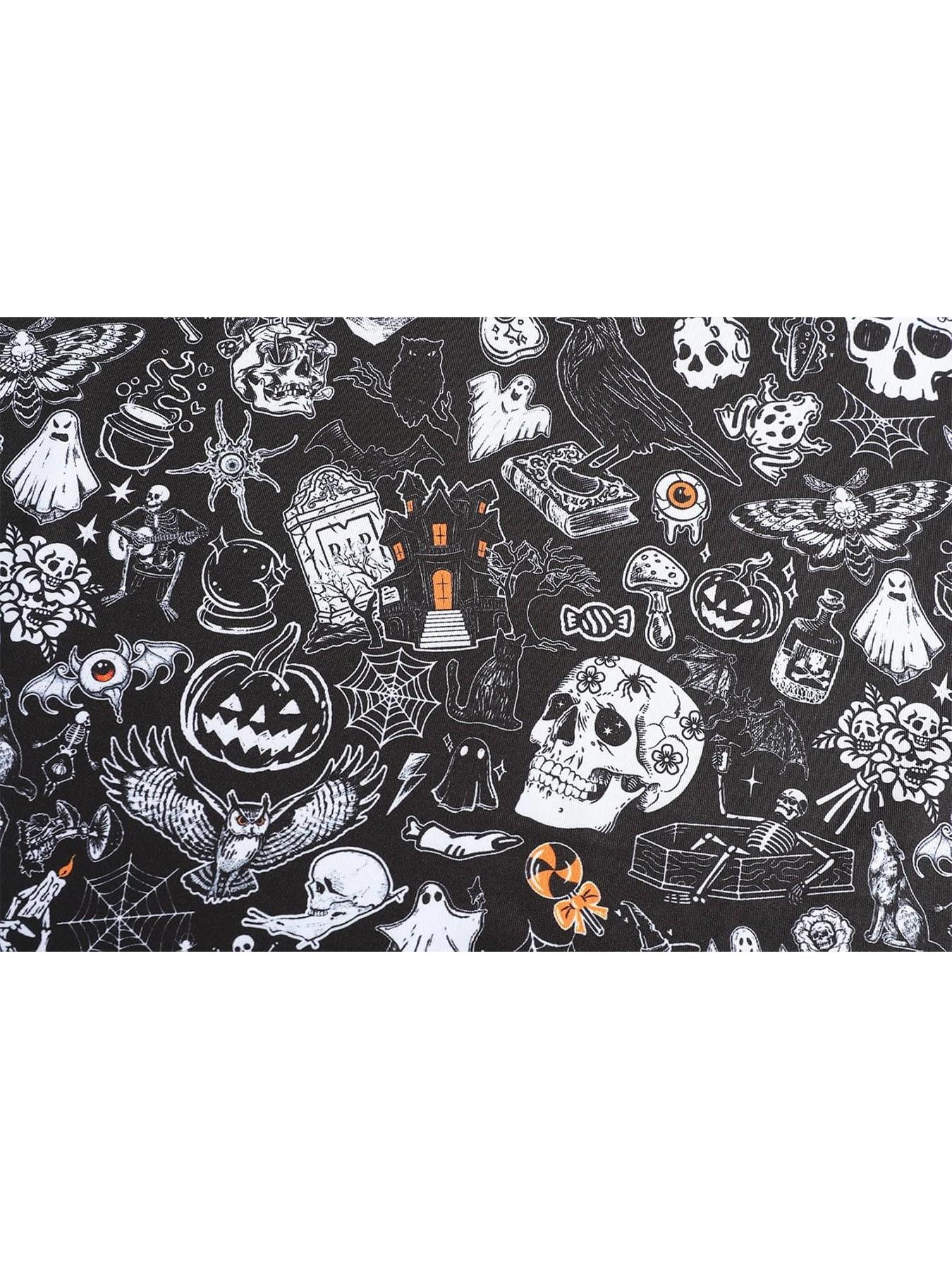 Men's Halloween Theme Polo Shirt, Hand-Drawn Skull Ghost Tombstone Pattern, Short Sleeve, Breathable, Festive Casual Golf Top,Unisex (Recommended ordering one size up),polo shirt for men,deals of the day，halloween costumes for men，halloween costumes