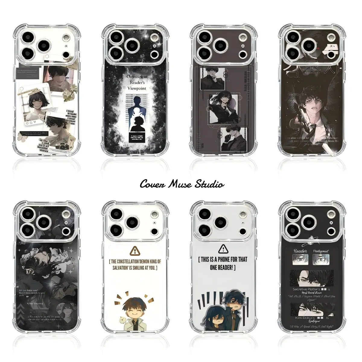 Omniscient Reader Clear Phone Case Four Corner Airbag Shockproof for iPhone 17 16 15 14 13 12 11 Pro Max, Kim Dokja Yoo Joonghyuk Transparent Soft TPU Cover, Large Camera Cutout Anti-Drop Protector