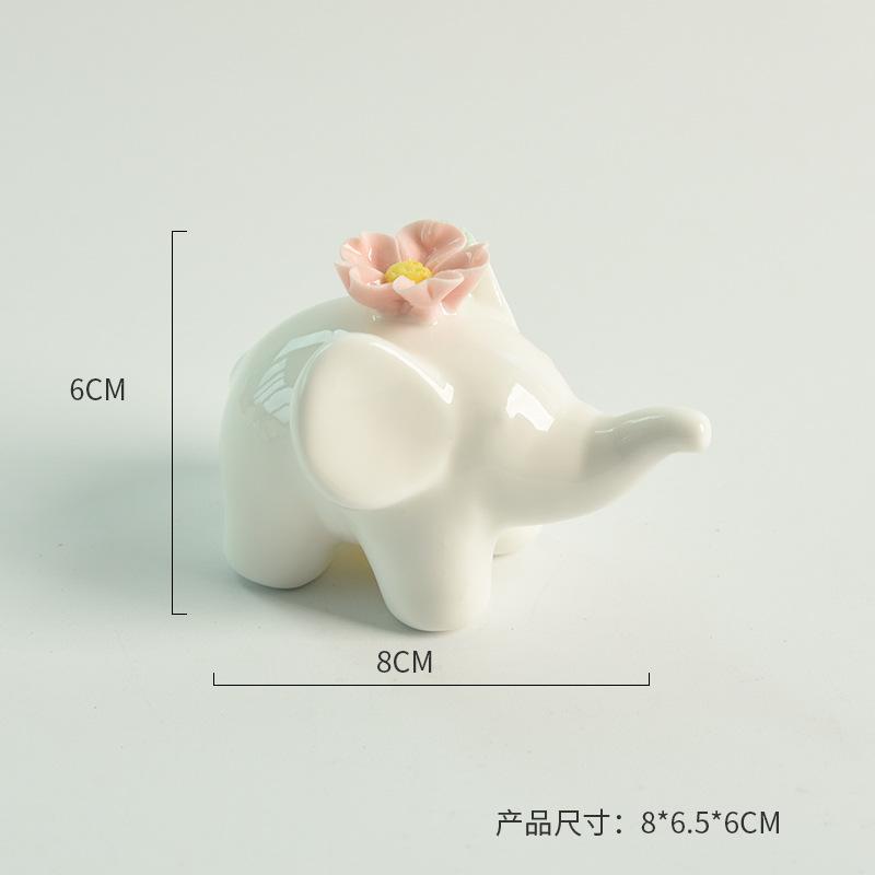 Cute Ceramic Elephant Incense Holder, Handcrafted Floral Incense Burner for Sticks, Aesthetic Cute Room Decor for Yoga Meditation, Boho Desk Decor, Spiritual Gift for Relaxation, Lucky Elephant Home Decor