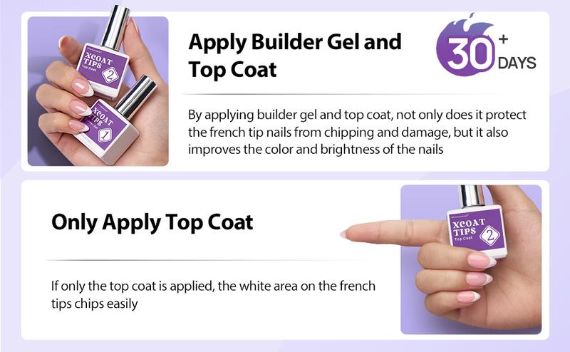 btartboxnails XCOATTIPS French Protecting DUO builder gel and top coat set to Protect French XCOATTIPS, No More French Tips Area chipping