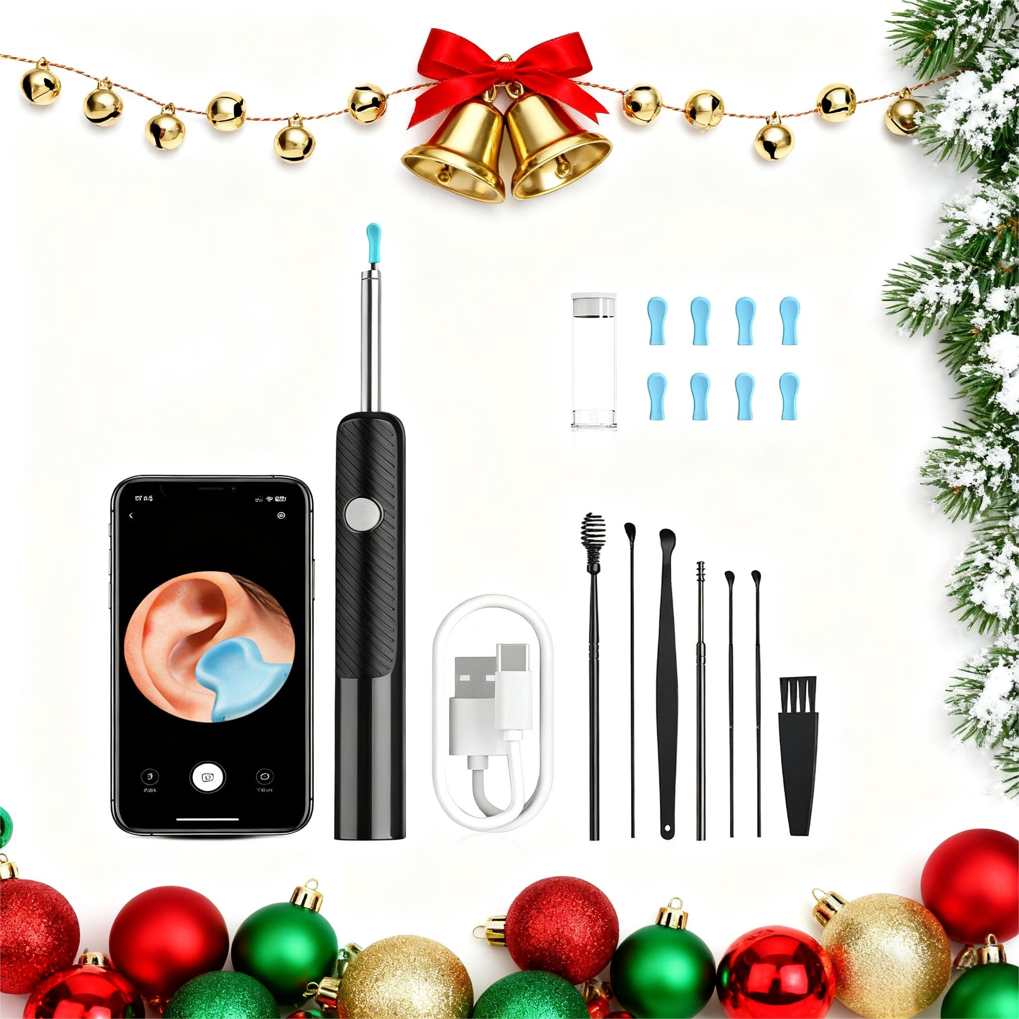 Ear Wax Removal, Ear Cleaner With Camera And Light, Ear Wax Removal Kit With 7 Pcs Ear Set, Ear Cleaning Tool With 8 Ear Spoon, Ear Camera Compatible With Phone & Android Phones, Ear Wax Remover