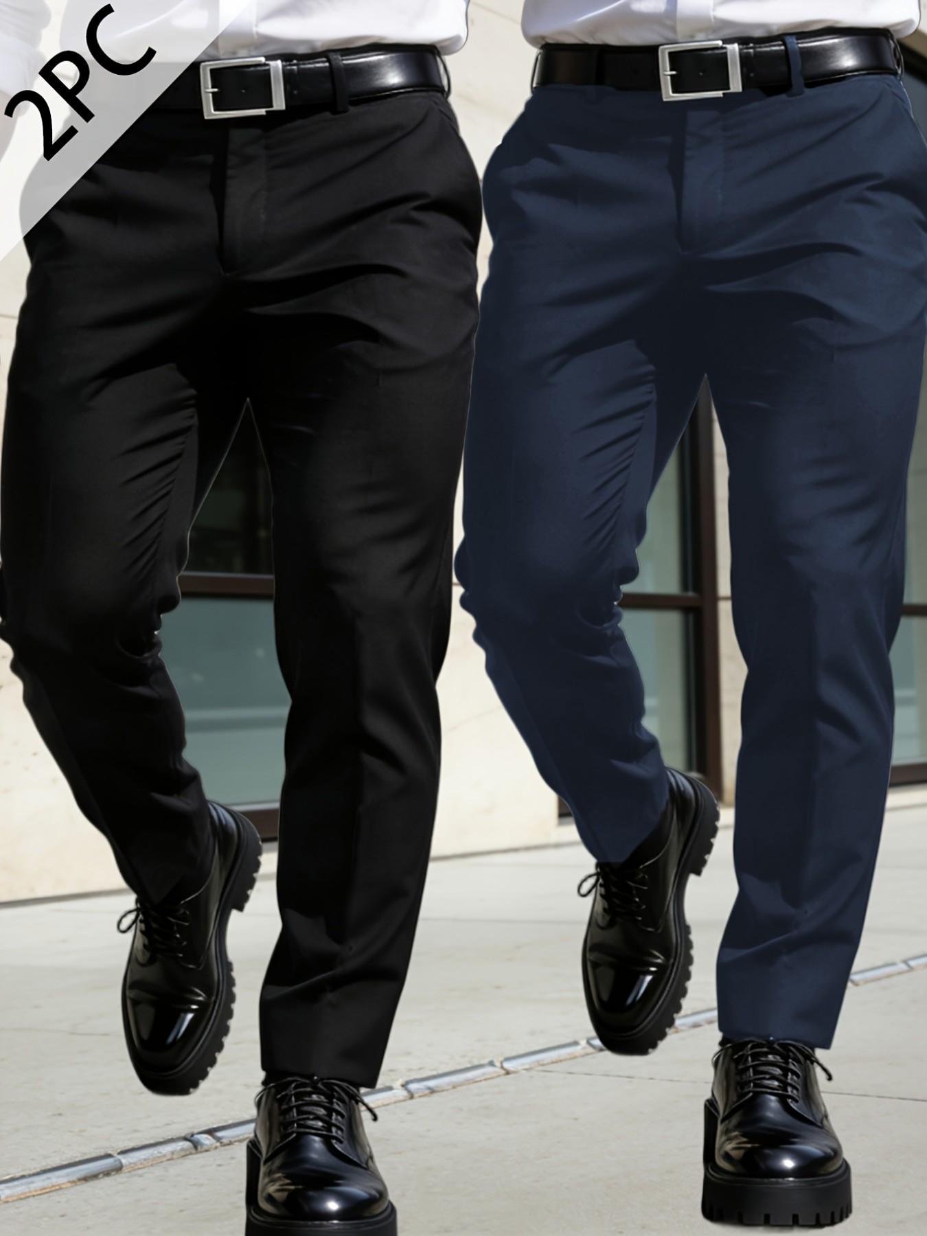 2-pieces Men's New Loose Straight Leg Elastic Solid Color Formal Pants, Casual Pockets, Anti-Wrinkle Comfortable Business Casual Trousers for Work and Weekend, Casual Fashion Pocket, Versatile, Modern 2-pieces Men's New Loose Straight Leg Elastic Solid Color Formal Pants, Casual Pockets, Anti-Wrinkle Comfortable Business Casual Trousers for Work and Weekend, Casual Fashion Pocket, Versatile, Modern