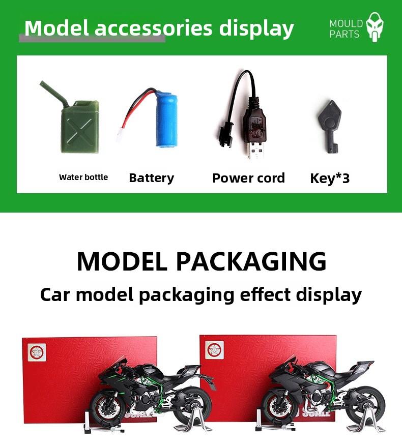 [Gift Set] Ready-to-use 1:9 Kawasaki H2R alloy motorcycle model simulation spray machine vehicle figurine as a gift