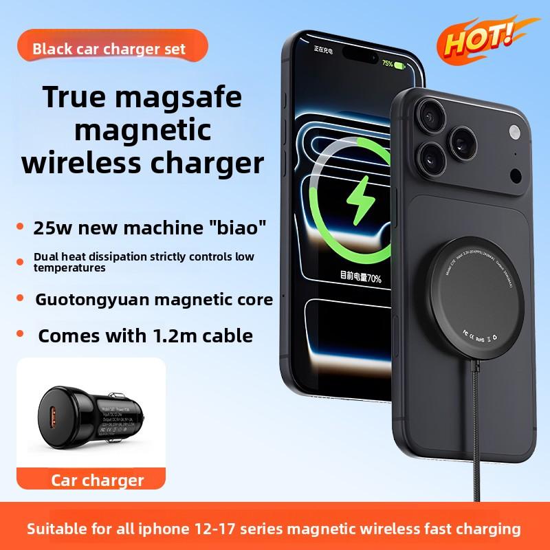 25W Magnetic Wireless Charger with 25w Power, Ultra Slim Fast Charging Dual-Use Car Dashboard & Desktop Charging Station Compatible with iPhone Smartphones & Universal Devices crossbody strap