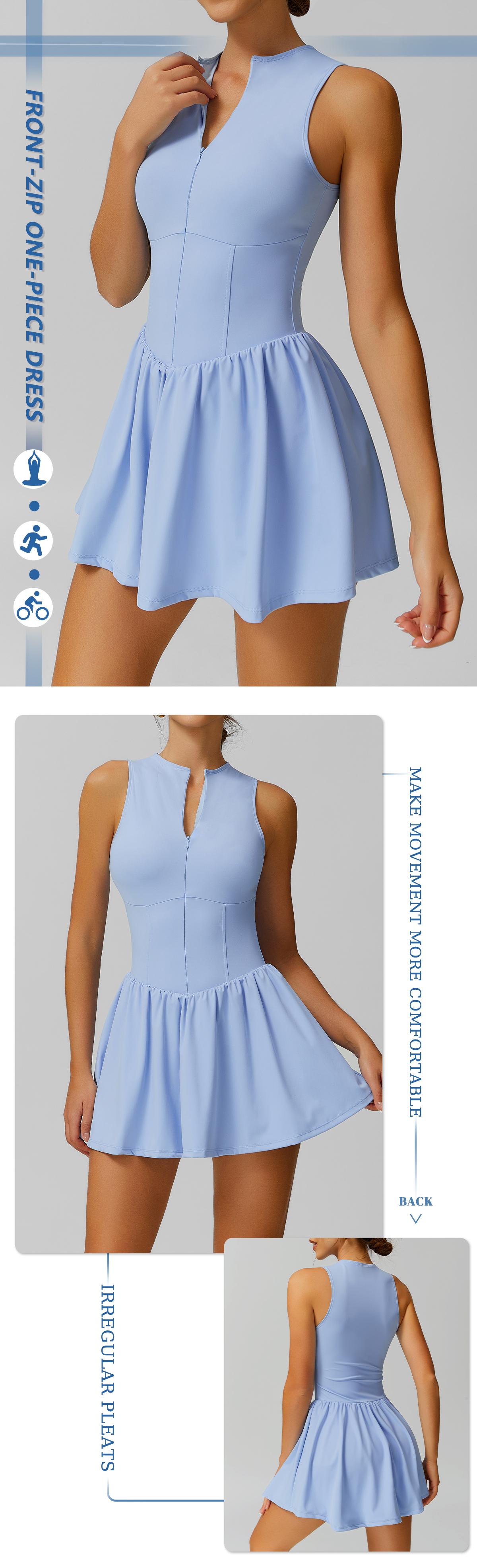 TimeOFF Women's Sleeveless Sports Dress , Concealed Zipper, Waist-Dart Pocket, Anti-Exposure , Ideal for Tennis, Golf 、Active Days Activewear