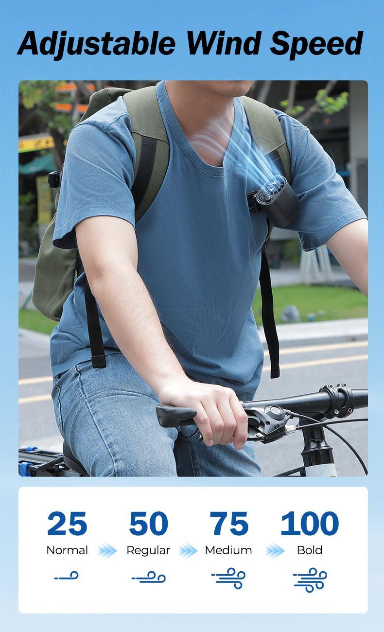 [Spring Deals] Coucur 2026 Car Clip On Fan with LED Display 360° Rotation USB Rechargeable Personal Cooling Fan for Neck Collar Waist Outdoor Hiking Travel 1800mAh Battery Quick Charge