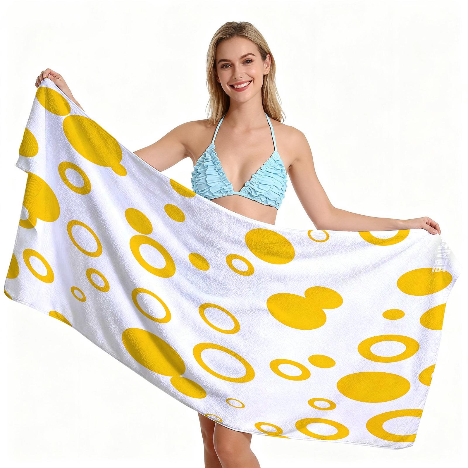 Macaron Colorful Polka Dot Beach Towel, Microfiber Quick Dry Absorbent Sand Free, Ideal for Summer Beach Pool Vacation