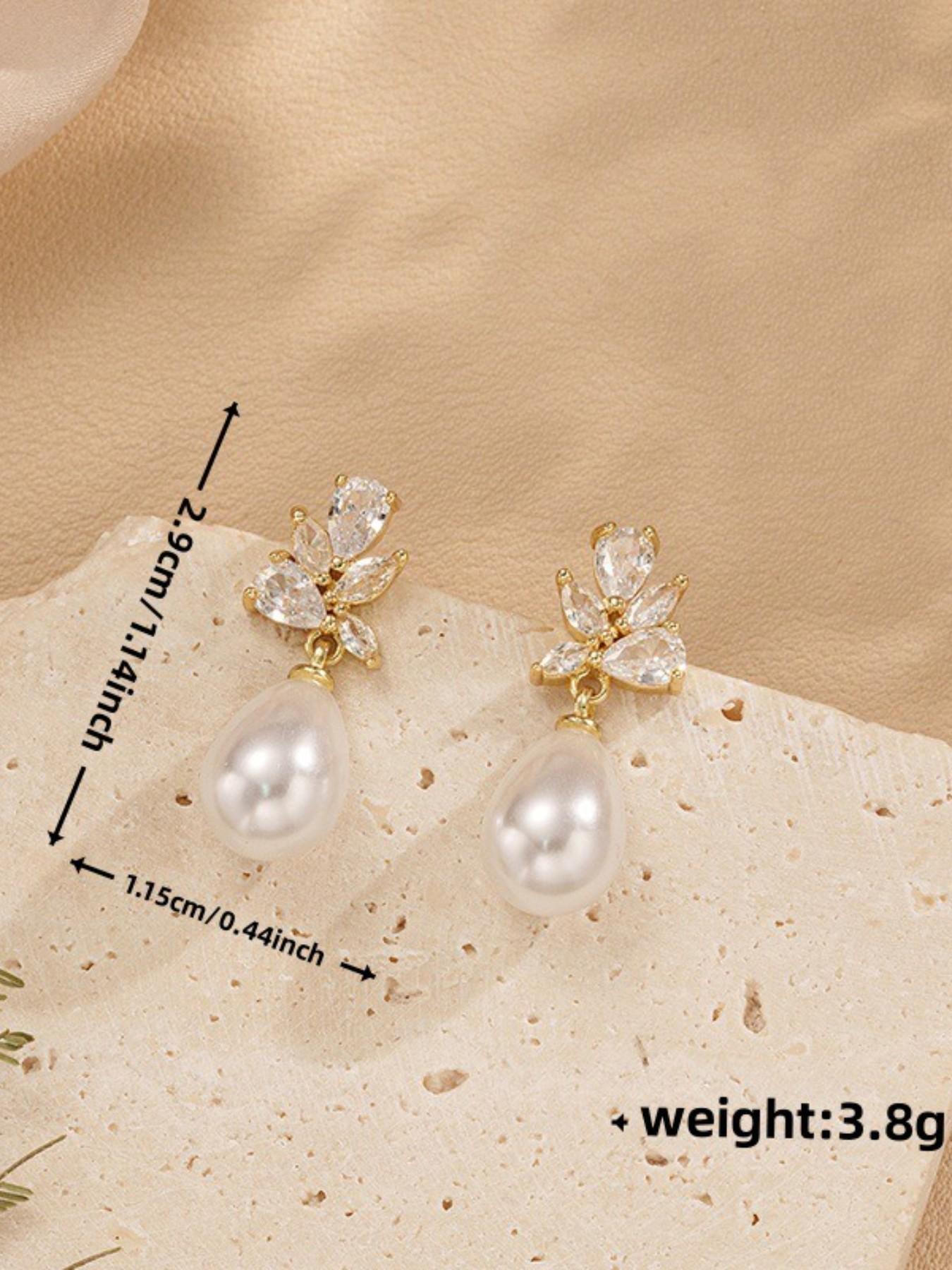Pearl and Zirconia Pendant Earrings—Perfect for everyday wear, weddings, formal events, and bridal jewelry—An ideal gift for Mother’s Day, anniversaries, and birthdays