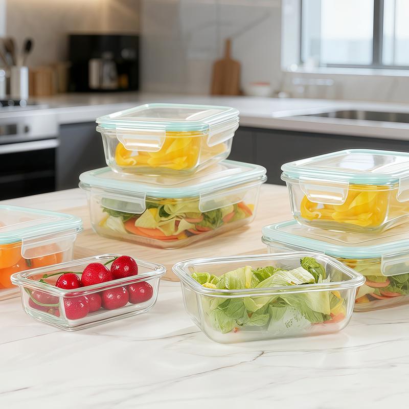 8 Pack Premium Glass Food Storage Containers Airtight Leak-Proof Microwave Oven Freezer Dishwasher Safe BPA Free Stain-Resistant Easy-Clean for Meal Prep Bento Boxes - Kitchen Utensils
