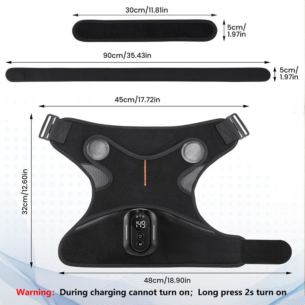 Electric Heating Vibrating Shoulder Wrap Pad with Remote Control, 4 Motor Vibration, 5 Intensity Levels, Universal Left and Right Shoulder Massage Support Belt Strap, Relaxing Gift
