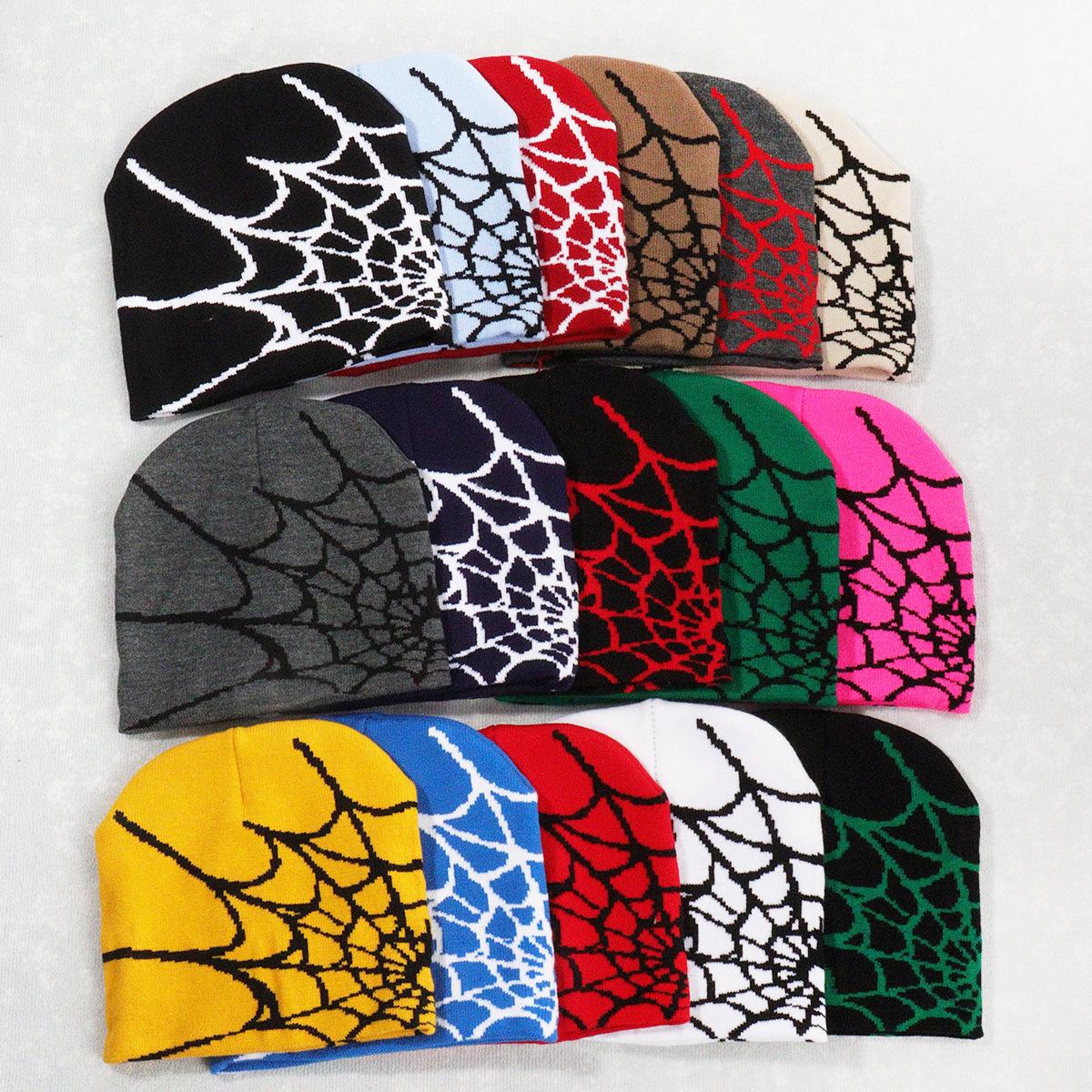 2026 New Spider Web Y2K Jacquard Knitted Beanie, European-American Trend Winter Hat, Sports & Outdoor Accessories for Women, Beanies