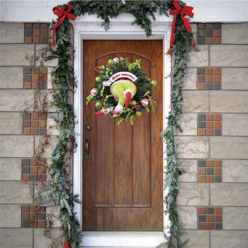 AlanoRoots Funny Green Monster Christmas Wreath – Naughty Holiday Door Decor with Fluffy Legs, Whimsical Butt Design for Home, Office or Party – Viral TikTok Xmas Decoration Idea! Artificial Hanging Diy Ornament christmas tree lights