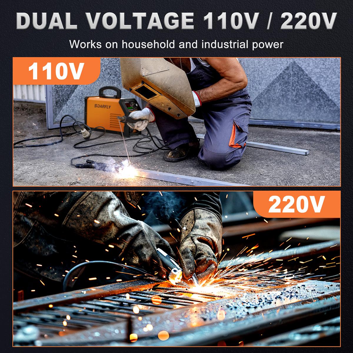 SOARFLY 250A Mini Welder Machine – 5000W 110V/220V Stick Welder with Large LED Display, Electrode Holder, Earth Clamp, Welding Rods & Gloves