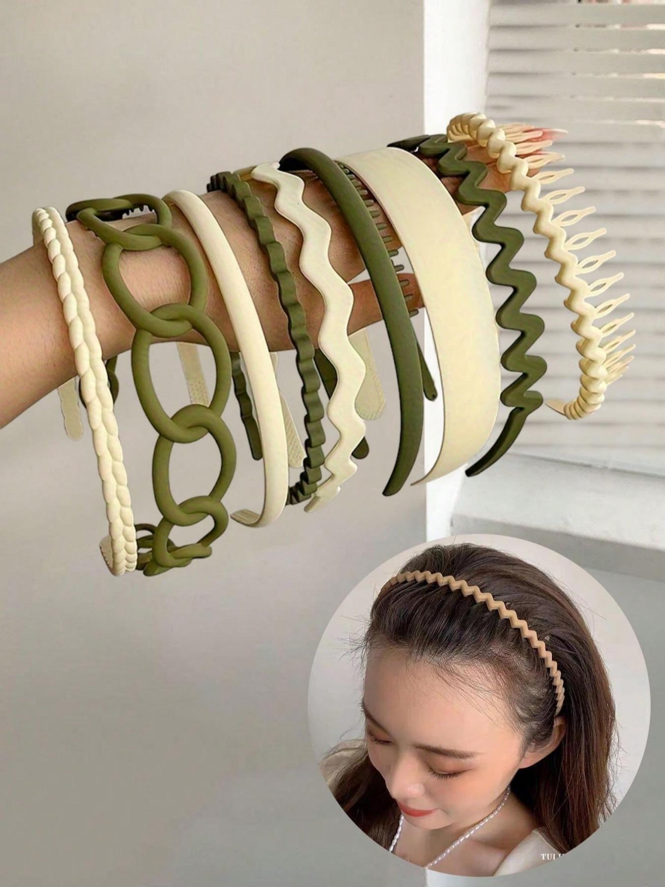 9pcs/set Multicolor Women's Simple Style Hollow out Design Hair Hoops, Casual Trendy Plain Hair Hoops, Fashionable Hair Accessories for Women & Girls for Hairstyle Decoration, Headbands