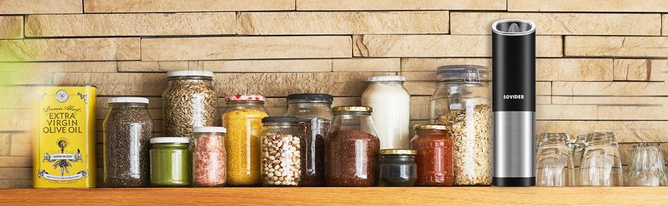 Electric Grinder, 2 Salt and Pepper Grinders with Variable Coarseness, with Charging Base, Suitable for Spices, Kitchen Utensils, Holiday Gifts Kitchenware  Cooking