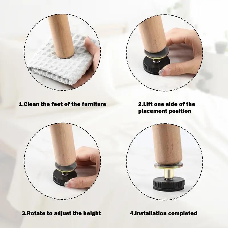 Adjustable Bed Frame Brackets, No Wobble Headboard Wall Mount Bracket, Quick Install Bed Headboard Reinforcement System, 2 Pieces