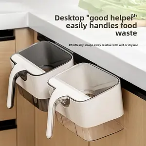 Household kitchen trash can wall-mounted with scraper kitchen dining table hotel cleaning tools cabinet door-mounted special
