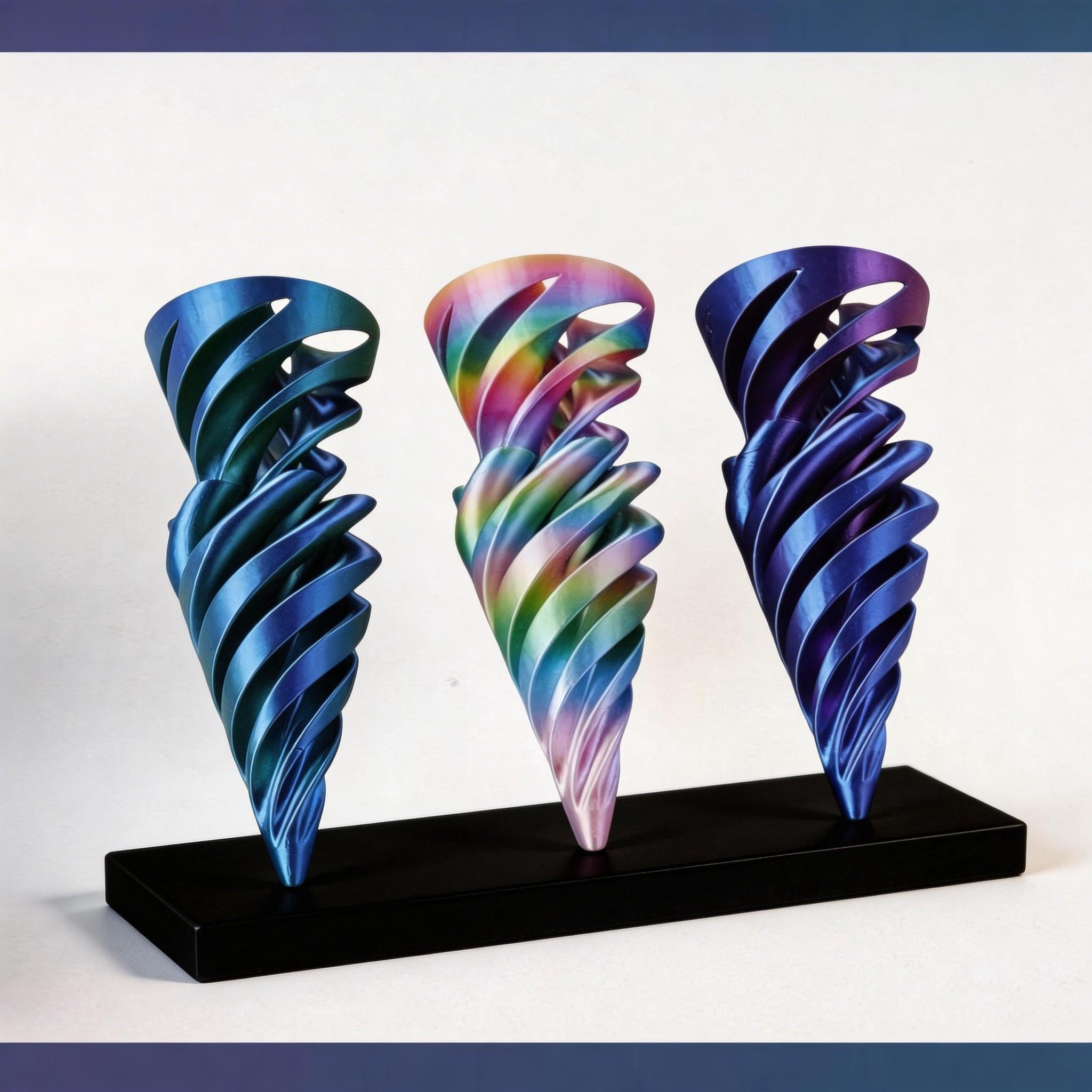 4pcs 3D Printed Spiral Cone Stress Relief Toy, Trendy Colorful Rotating Cone, Adult Finger Stress Toy, Kids Educational Creative Toy, Office Desk Stress Reliever