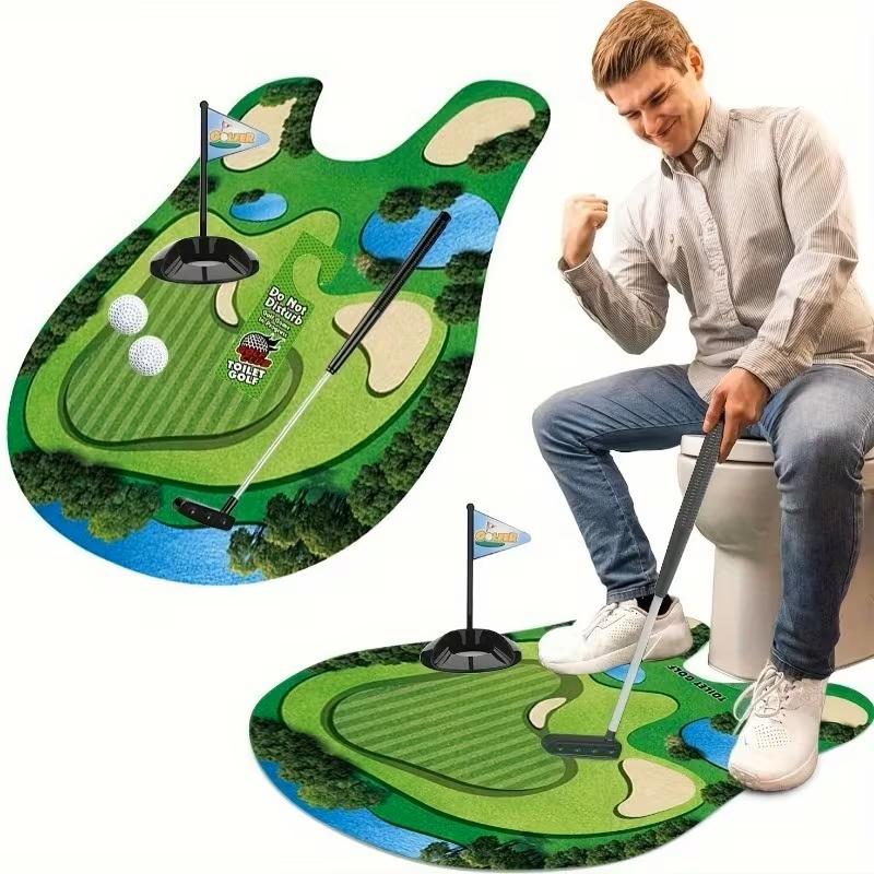 Mini Golf Game Set for Any Bathroom, Engaging Bathroom Accessory, Toilet Game, Perfect Gift for Dad and Husband, Funny Prank Gift for Boyfriend, Fun Accessories, Unique Decoration