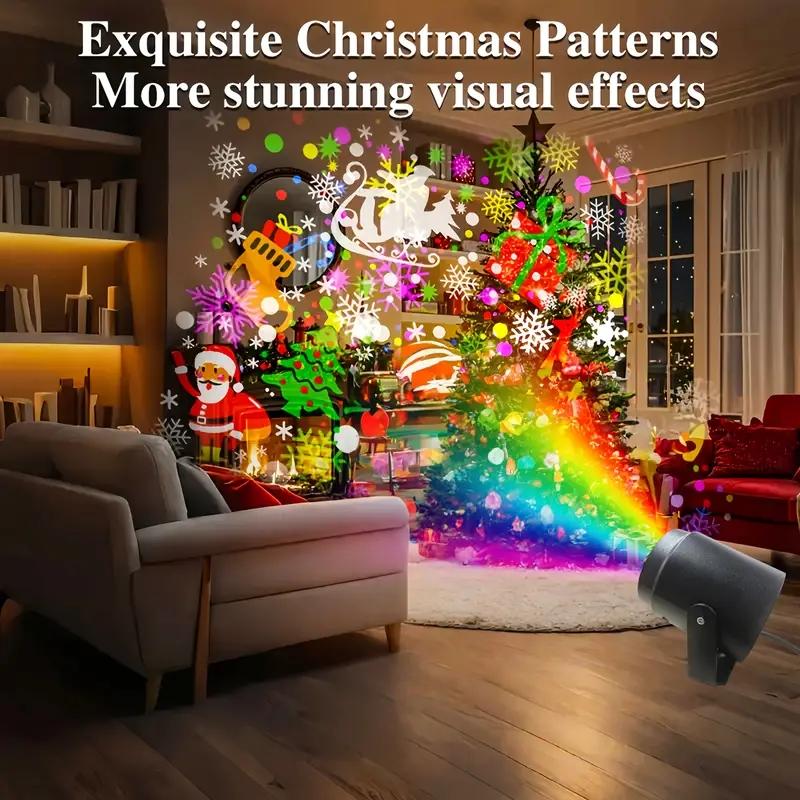 20 types of Christmas projection lights, holiday lighting display projector dynamic patterns, USB power supply, 270 degrees, suitable for courtyard, Christmas, New Year, Halloween, Thanksgiving, fence, house decoration lighting, Outdoor Landscape Lighting