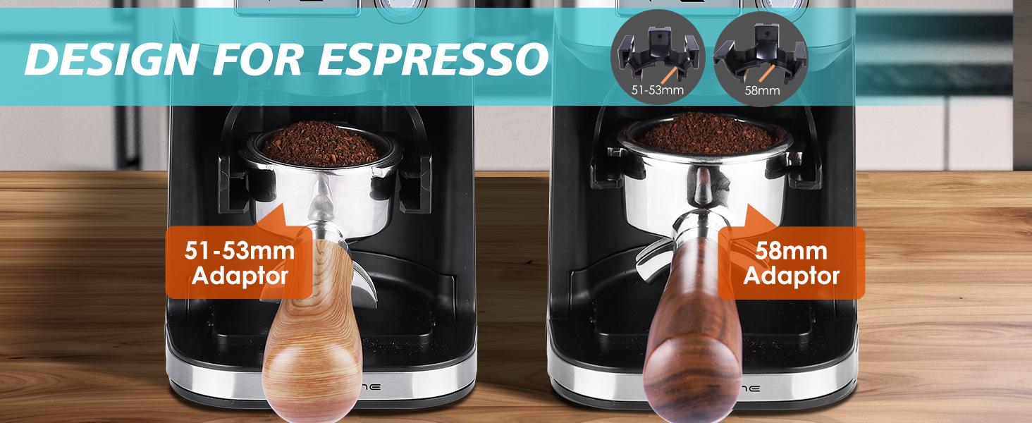 Homtone Conical Burr Coffee Grinder, Anti-Static Electric Espresso Grinder with 51 Precise Settings, Adjustable Coffee Bean Grinder for 2-12 Cups, Clog-Free, Digital Display Stainless Steel